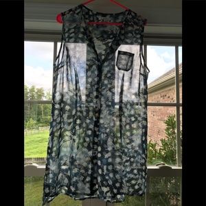 CAbi sheer button up tank with pocket